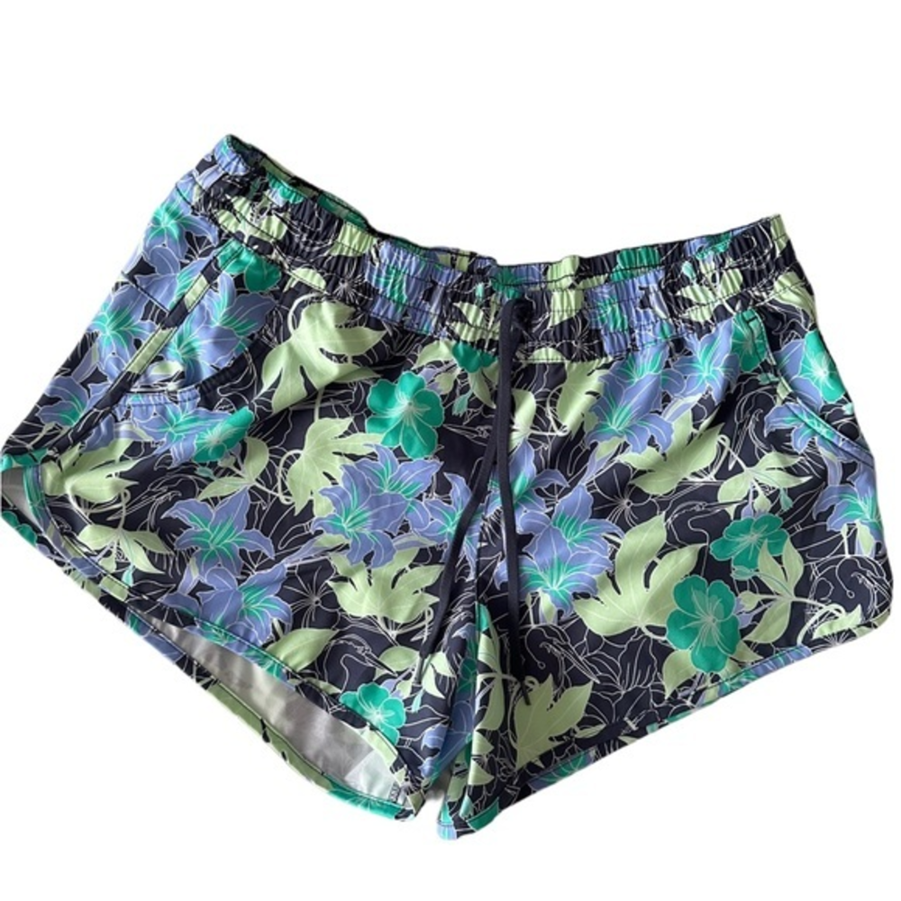 Womens Columbia Bogata Bay Stretch Swim Outdoor Short Sz L 3” Flower Floral Omni
